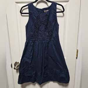Ann Taylor LOFT Women's Navy Blue Lace Dress - Size 2